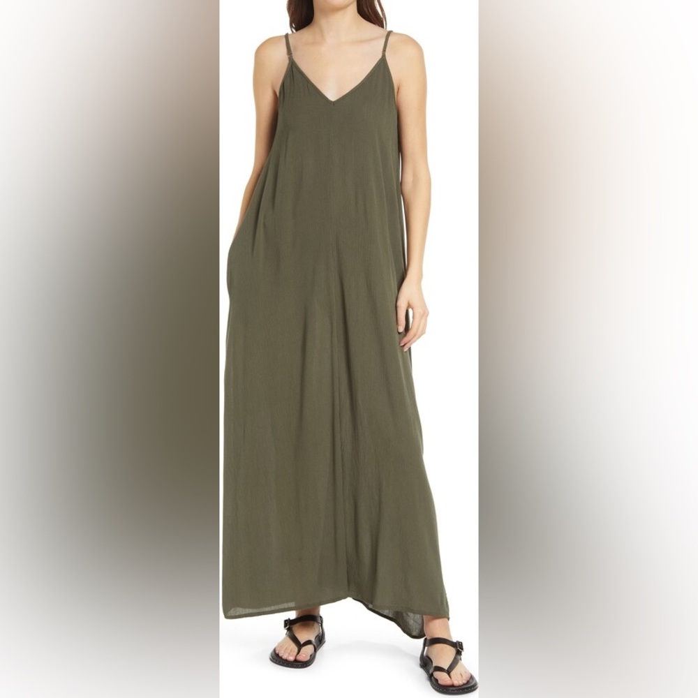Treasure & Bond Woven Favorite Dress. Olive Green Size MED